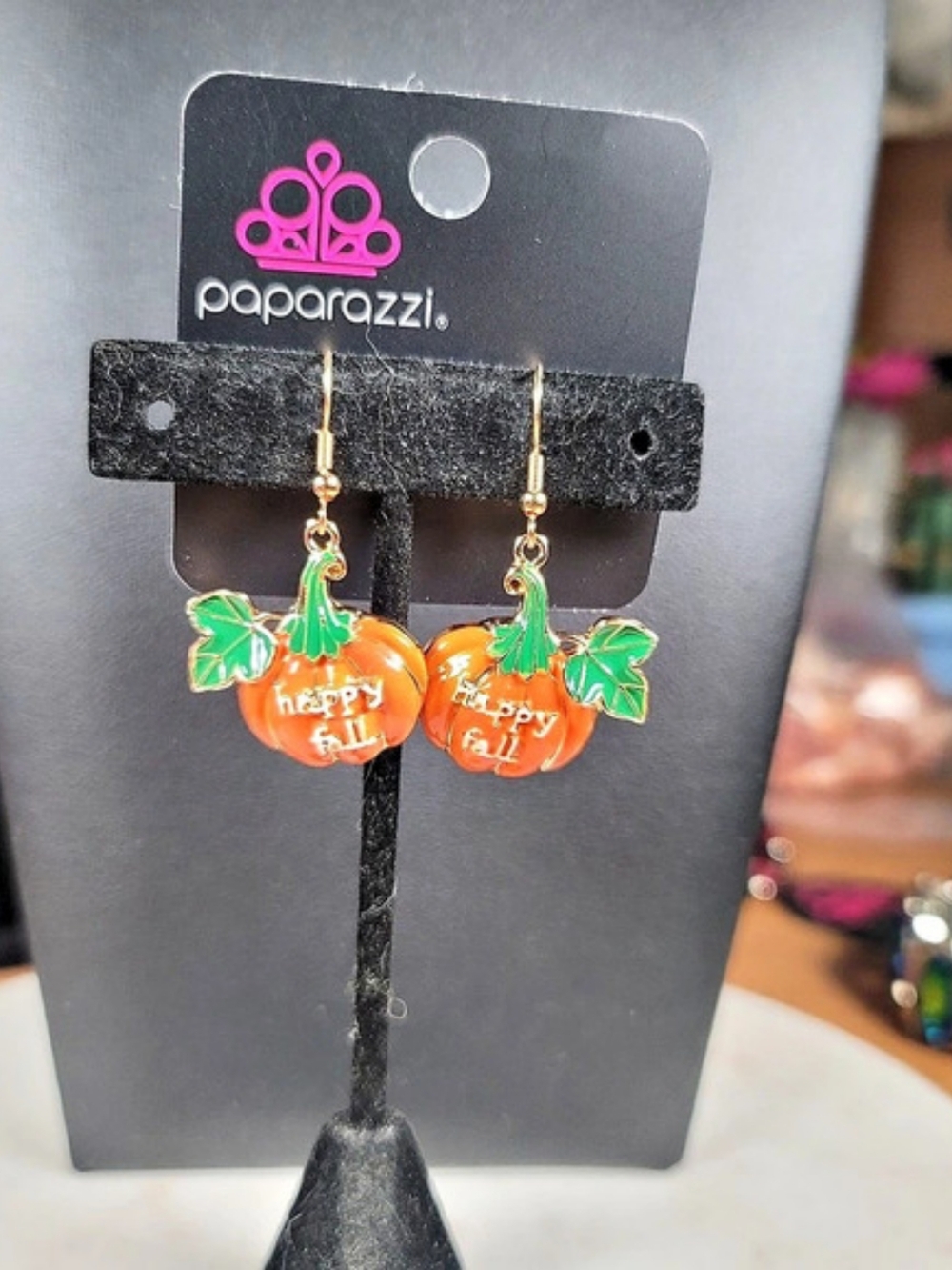 Paparazzi Autumn Affair Pumpkin Earrings Orange & Green